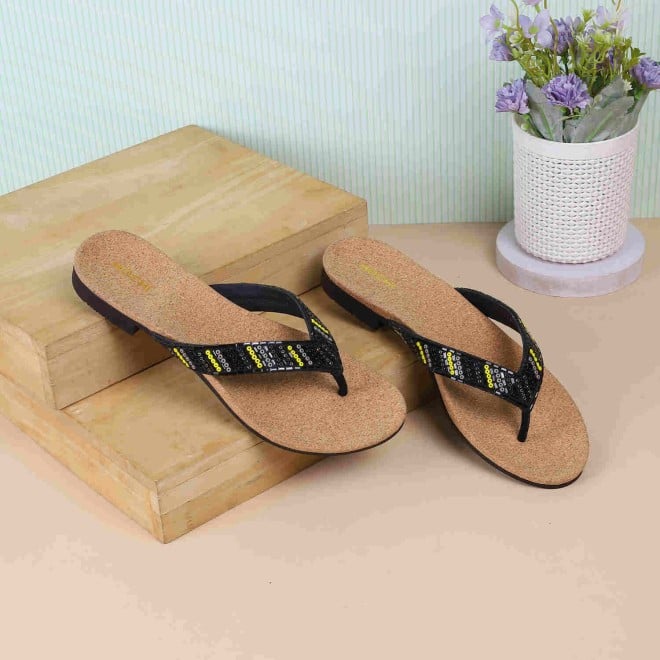 Mochi Women Black Ethnic Slippers (SKU: 35-1244-11-36)