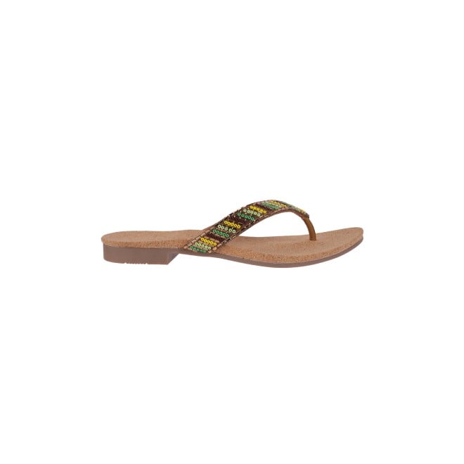 Mochi Women Antic-gold Ethnic Slippers (SKU: 35-1244-28-38)