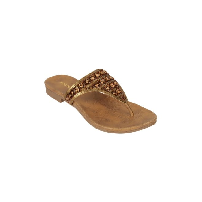 Mochi Women Antic-gold Ethnic Slippers (SKU: 35-1247-28-36)