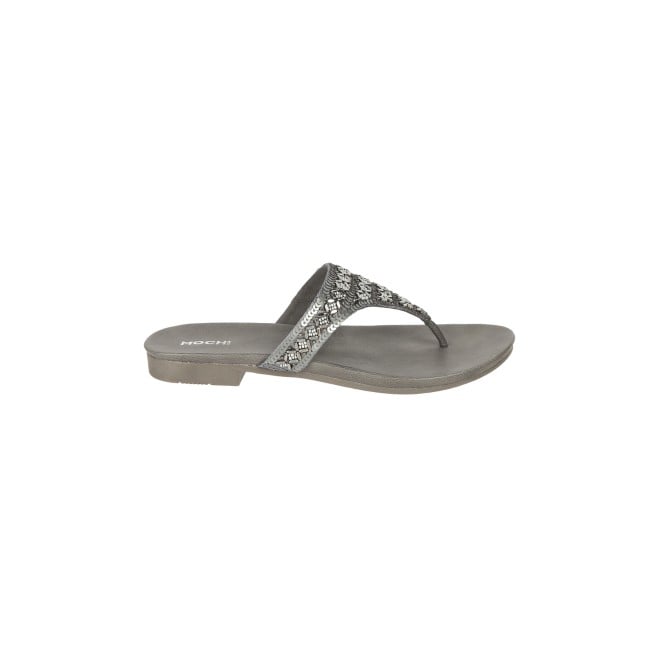 Mochi Women Gun-metal Ethnic Slippers (SKU: 35-1247-29-36)