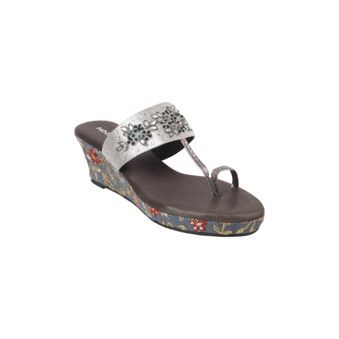 Mochi Women Gun-metal Ethnic Slippers (SKU: 35-1265-29-36)