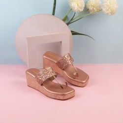 Women Rose-Gold Ethnic Slip Ons