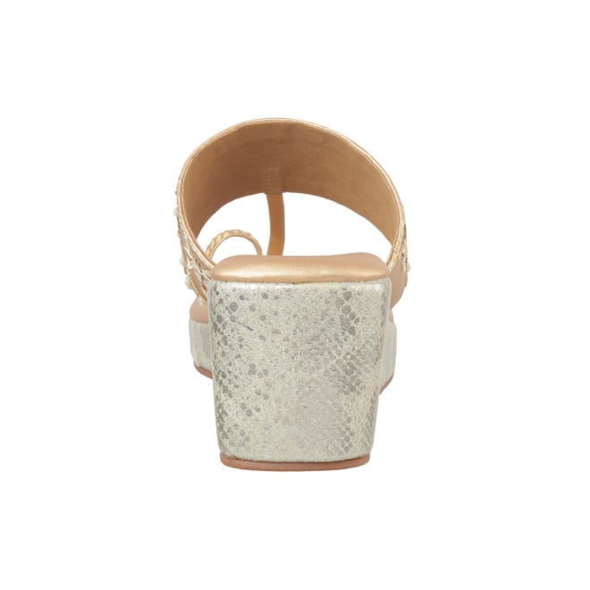 Mochi Women Gold Party Slip Ons (SKU: 35-1278-15-37)
