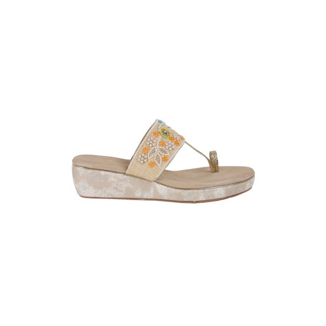 Mochi Women Gold Ethnic Slip Ons (SKU: 35-1280-15-36)