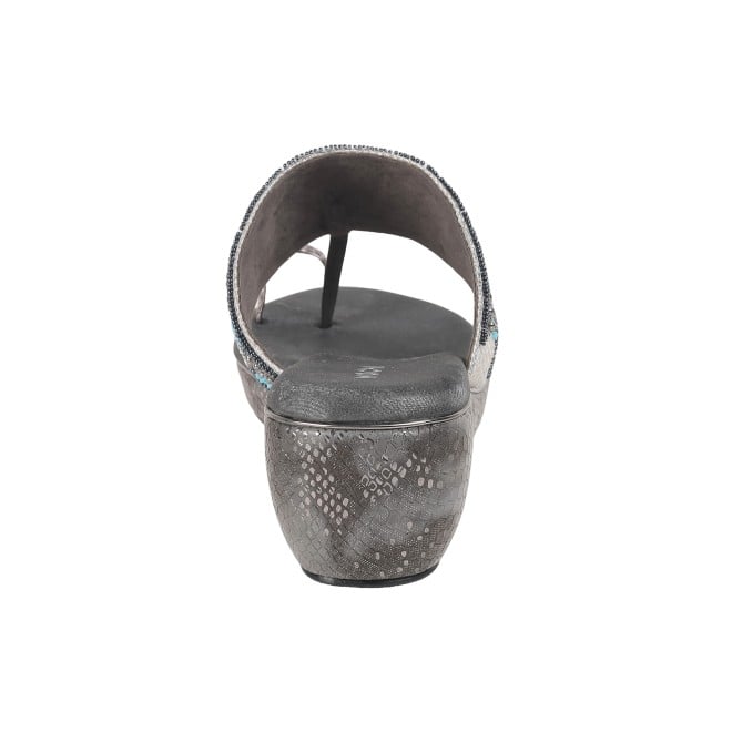 Mochi Women Grey Ethnic Slip Ons (SKU: 35-1280-14-36)