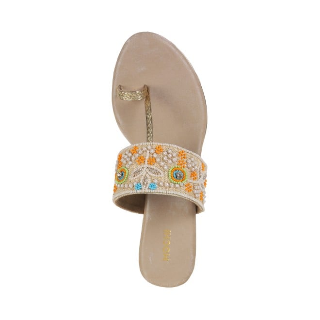 Mochi Women Gold Ethnic Slip Ons (SKU: 35-1280-15-36)