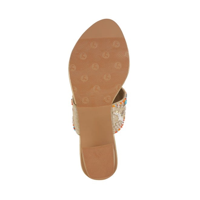 Mochi Women Gold Ethnic Slip Ons (SKU: 35-1284-15-39)