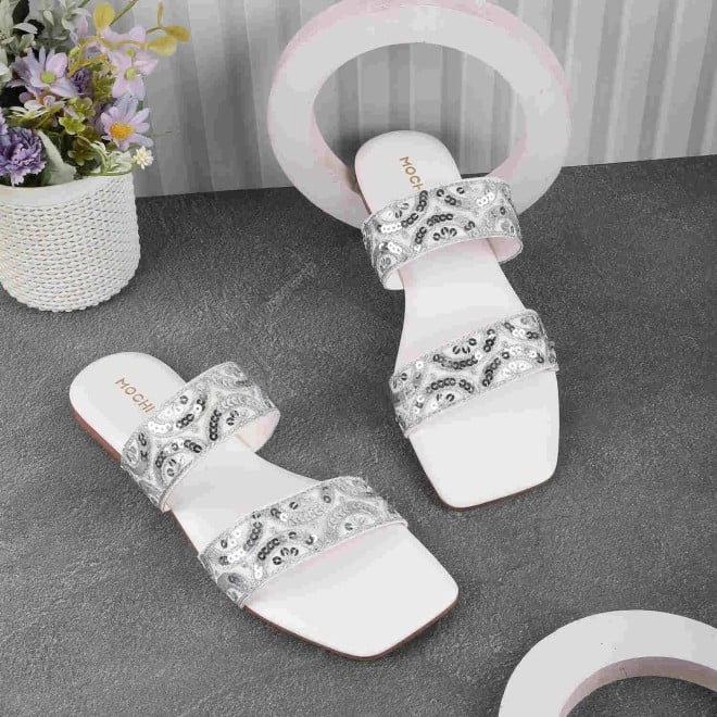 Mochi Women White Party Slides