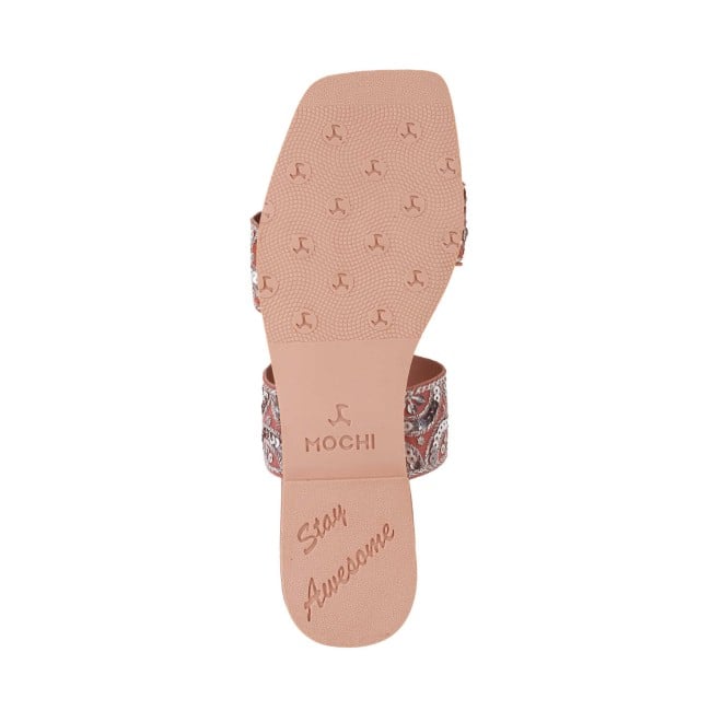 Mochi Women Pink Party Slides (SKU: 35-1293-24-38)