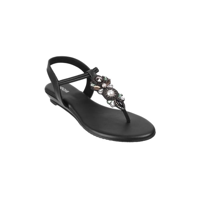 Mochi Women Black Ethnic Sandals (SKU: 35-1429-11-37)