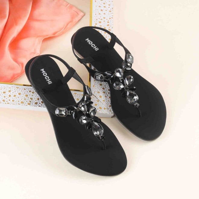 Mochi Women Black Party Sandals