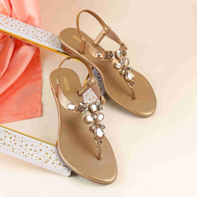 Mochi Women Gold Party Sandals