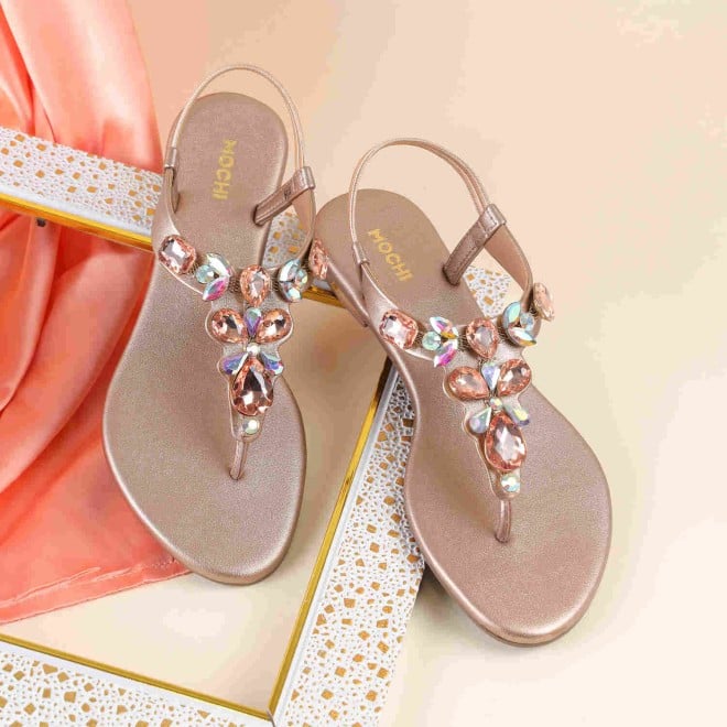 Mochi Women Rose-gold Party Sandals (SKU: 35-1459-52-36)