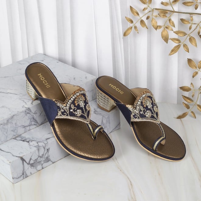 Mochi Women Blue-navy Ethnic Pumps