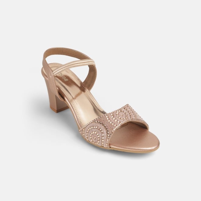 Mochi Women Rose-Gold Party Sandals