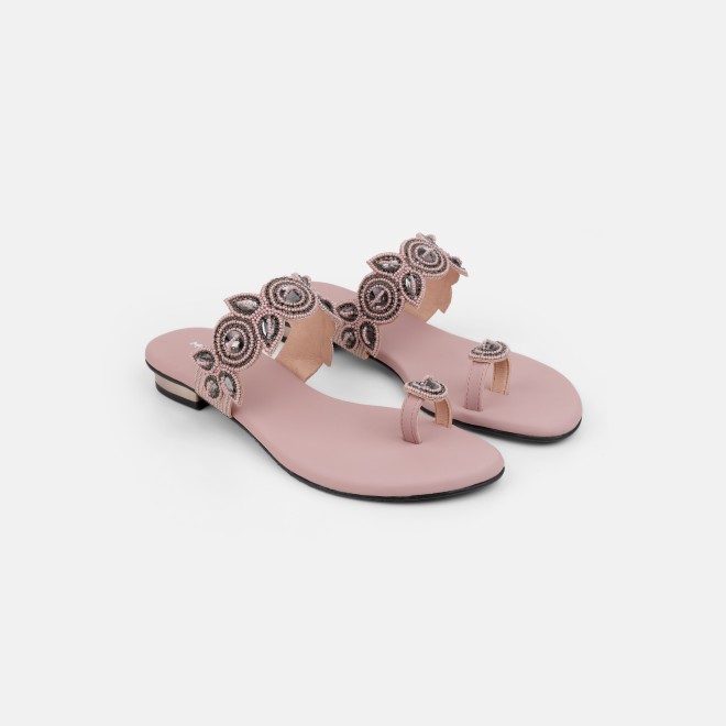 Mochi Women Peach Ethnic Slip Ons (SKU: 35-1522-80-39)