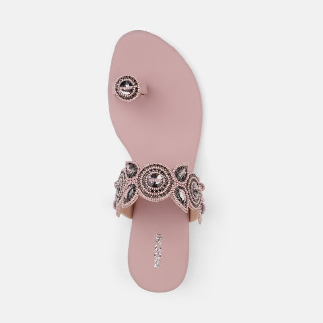 Mochi Women Peach Ethnic Slip Ons (SKU: 35-1522-80-39)