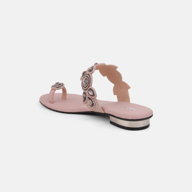 Mochi Women Peach Ethnic Slip Ons (SKU: 35-1522-80-39)