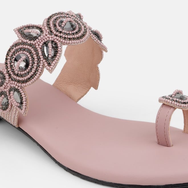 Mochi Women Peach Ethnic Slip Ons (SKU: 35-1522-80-39)