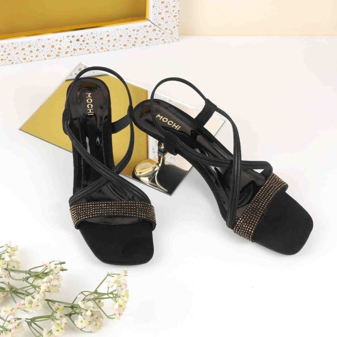 Mochi Women Black Wedding Sandals