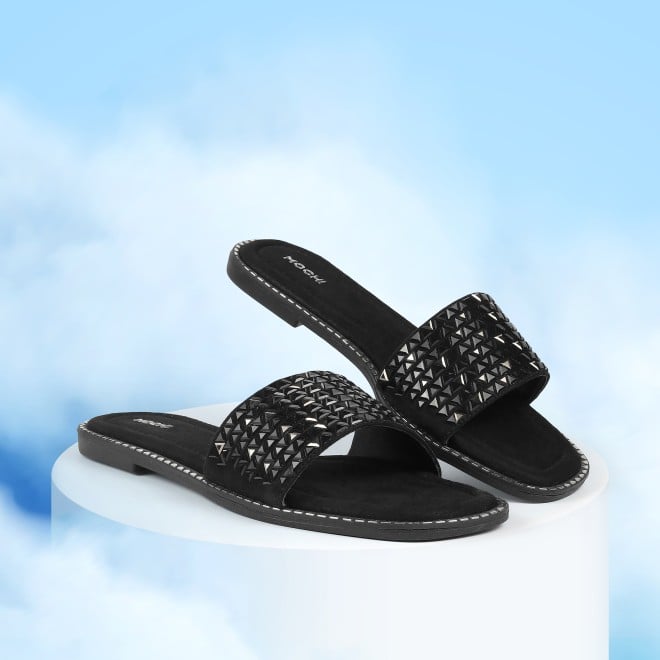Mochi Women Black Casual Slippers