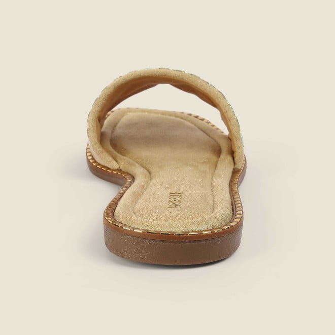 Mochi Women Gold Casual Slippers (SKU: 35-1610-15-37)