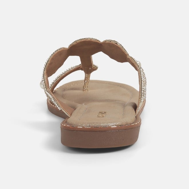 Mochi Women Gold Ethnic Slip Ons (SKU: 35-1614-15-36)