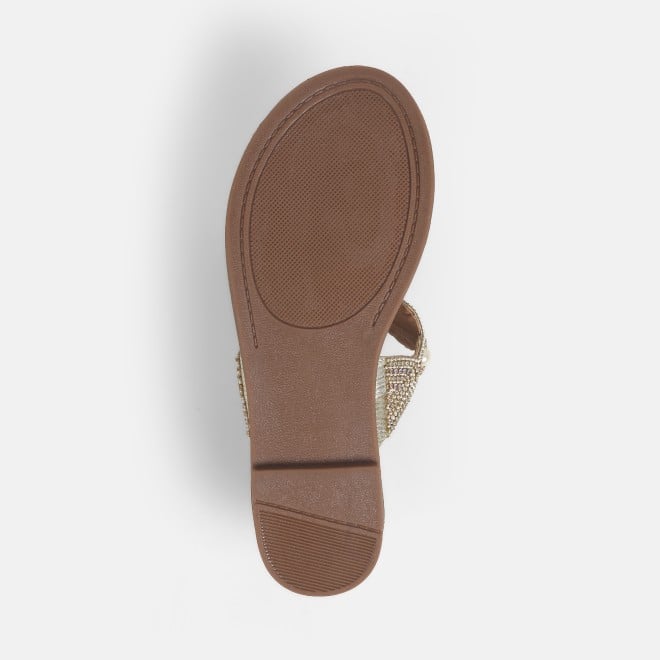 Mochi Women Gold Ethnic Slip Ons (SKU: 35-1614-15-36)