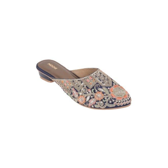 Mochi Women Blue Wedding Slip Ons