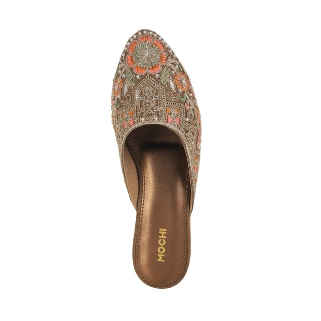 Mochi Women Antique-Gold Wedding Slip Ons (SKU: 35-1625-28-36)