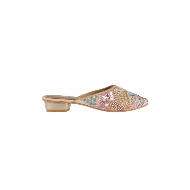 Mochi Women Gold Ethnic Slip Ons (SKU: 35-1629-15-36)