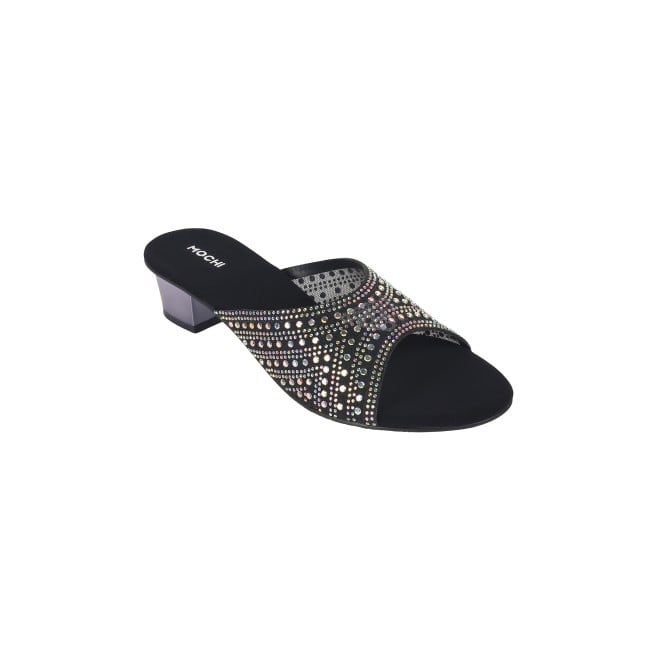 Mochi Women Black Ethnic Slip Ons (SKU: 35-1631-11-36)