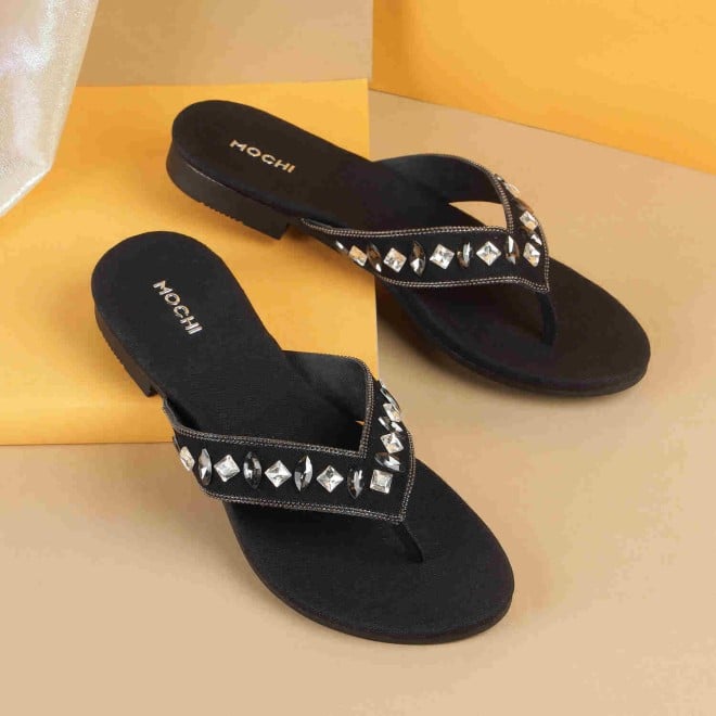 Mochi Women Black Party Sandals