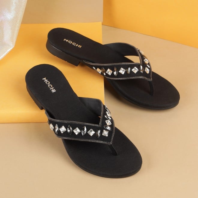 Mochi Women Black Party Sandals