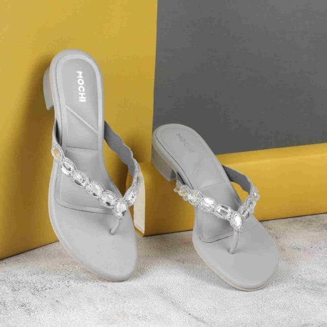 Mochi Women Grey Party Sandals (SKU: 35-1636-14-36)