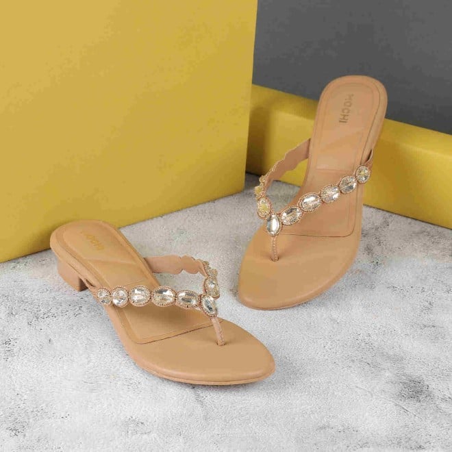 Mochi Women Antic-gold Party Sandals (SKU: 35-1636-28-36)