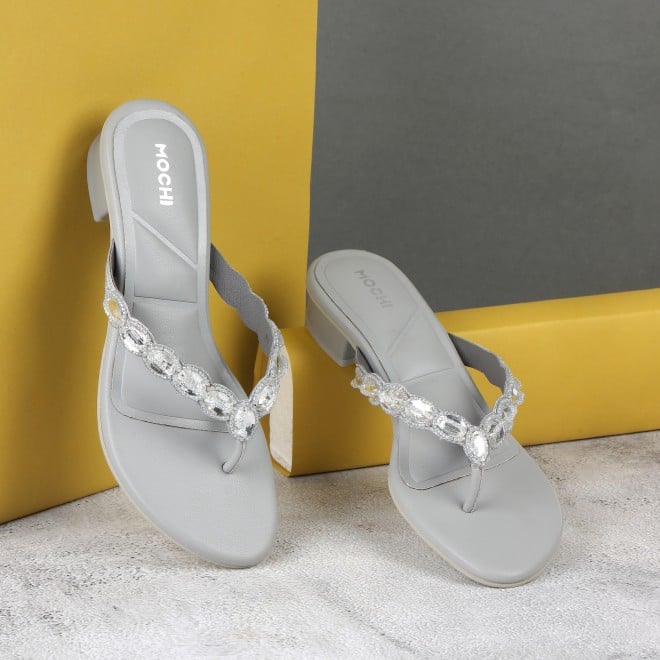 Mochi Women Grey Party Sandals