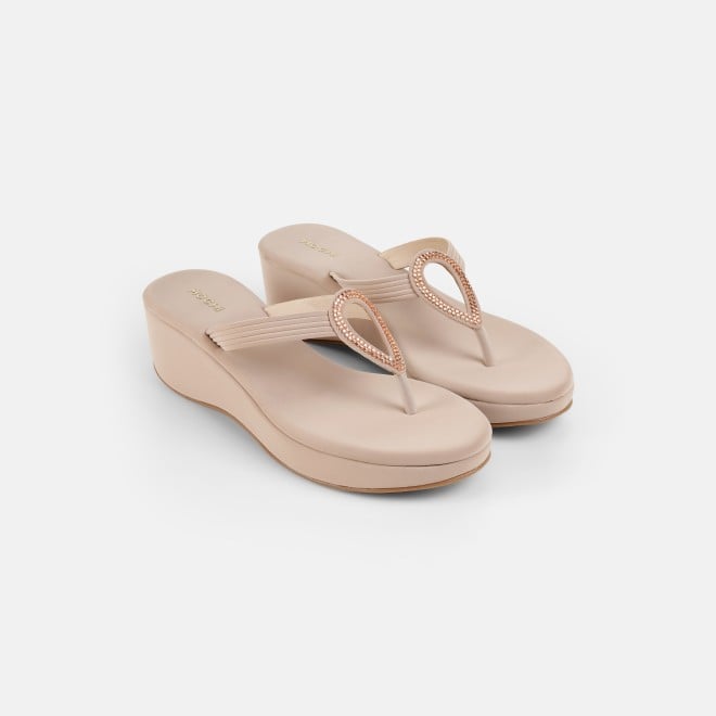 Mochi Women Beige Casual Sandals (SKU: 35-165-20-35)