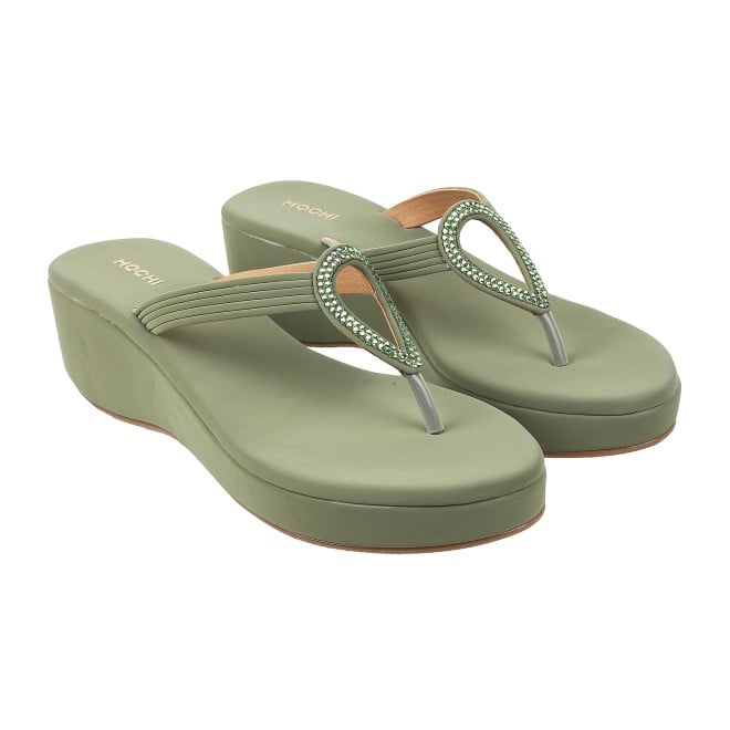 Mochi Women Light-Green Casual Sandals