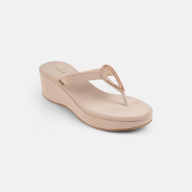 Mochi Women Beige Casual Sandals (SKU: 35-165-20-35)