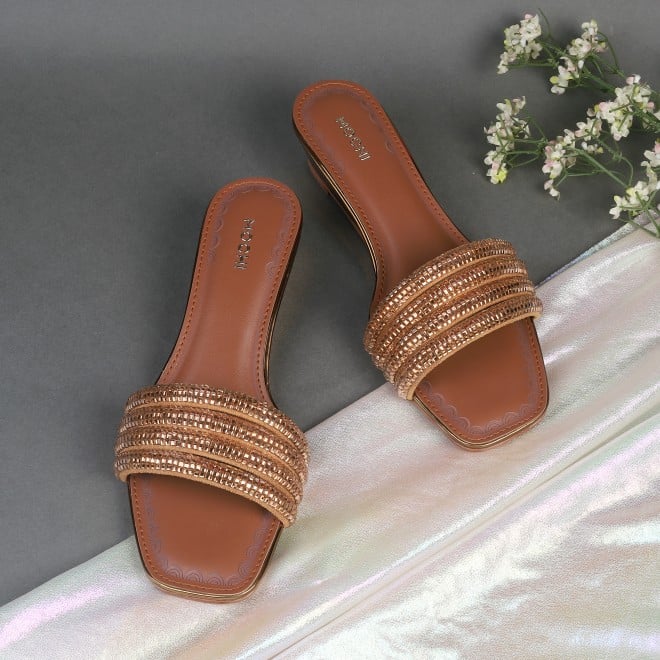 Mochi Women Antique-Gold Casual Sandals