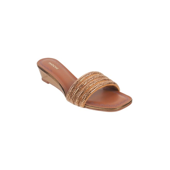 Mochi Women Antique-Gold Casual Sandals