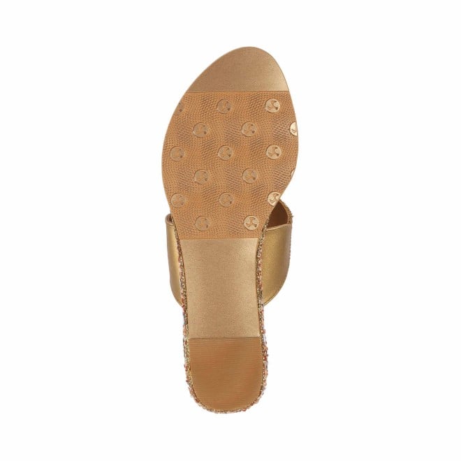 Mochi Women Antic-gold Ethnic Flip-Flops (SKU: 35-173-28-36)