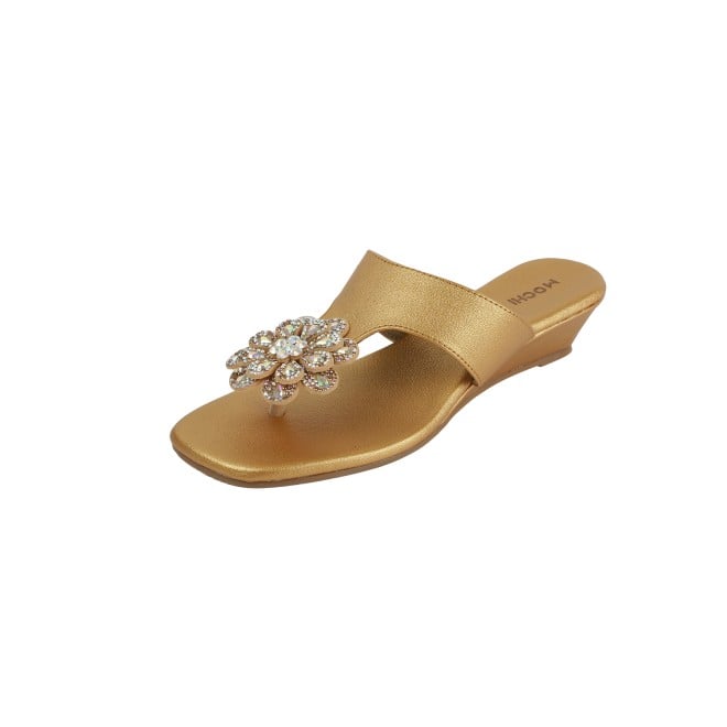 Mochi Women Antic-gold Party Slip Ons (SKU: 35-1755-28-36)