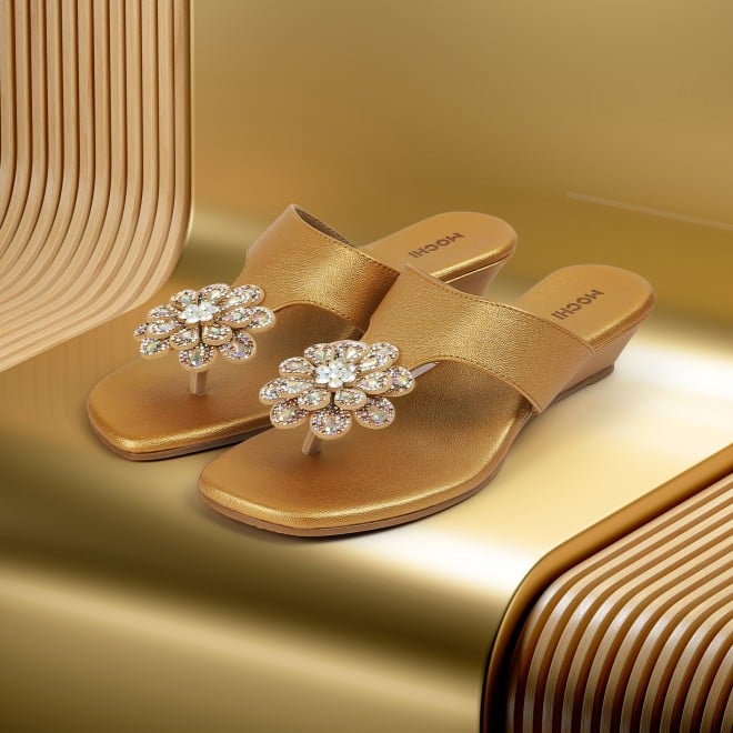Mochi Women Antic-gold Party Slip Ons (SKU: 35-1755-28-36)