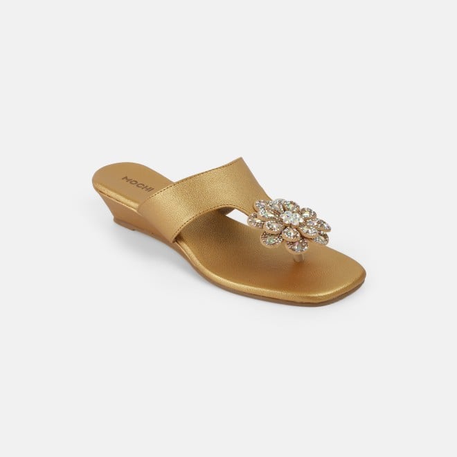 Mochi Women Antic-gold Party Slip Ons (SKU: 35-1755-28-36)