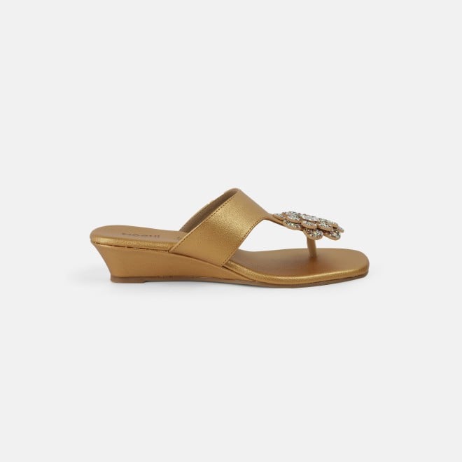 Mochi Women Antic-gold Party Slip Ons (SKU: 35-1755-28-36)