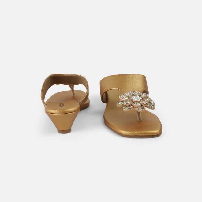 Mochi Women Antic-gold Party Slip Ons (SKU: 35-1755-28-36)