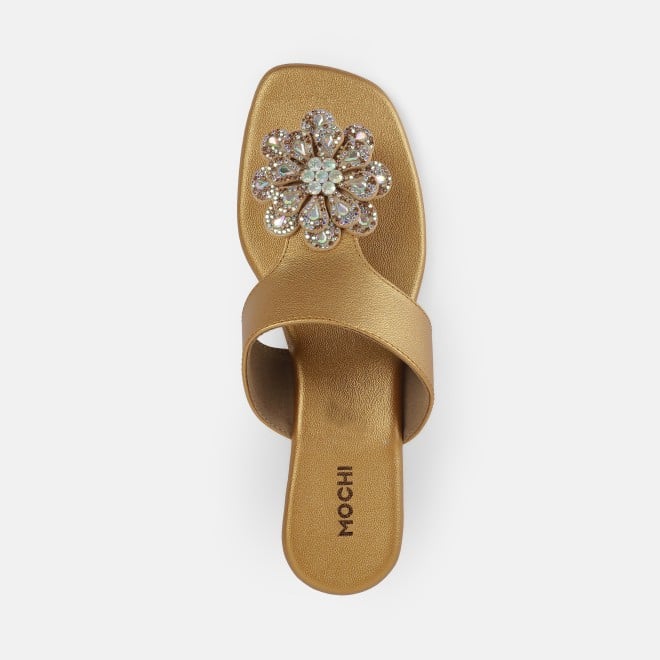 Mochi Women Antic-gold Party Slip Ons (SKU: 35-1755-28-36)