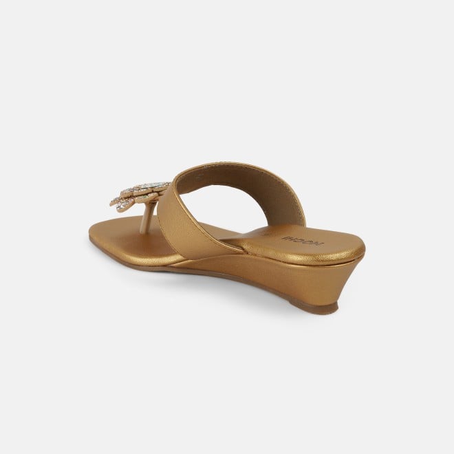 Mochi Women Antic-gold Party Slip Ons (SKU: 35-1755-28-36)